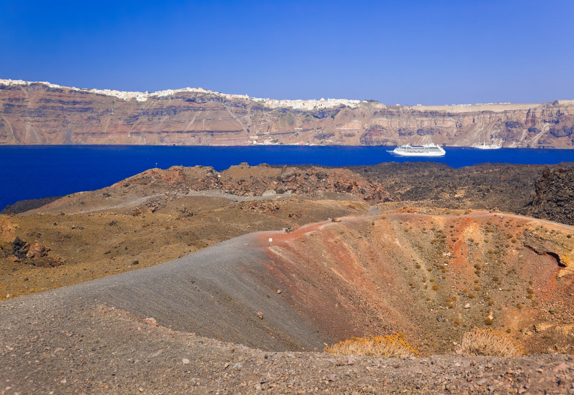 Santorini,View,From,Volcano,-,Nature,Background